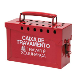 CAIXA DE TRAVAMENTO PORTATIL VERMELHA EM METAL CAIXA DE TRAVAMENTO PORTATIL V