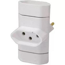 PLUG 013-ENB/P 2P + 3 SAIDAS 10A 250V BRANCO PINO