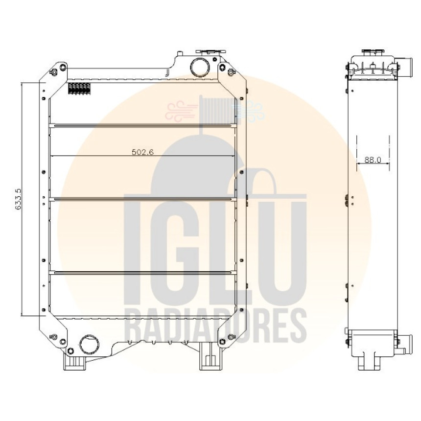 Radiador New Holland TM 120 e TM 135 (73400502, 73400504, 82013306B)