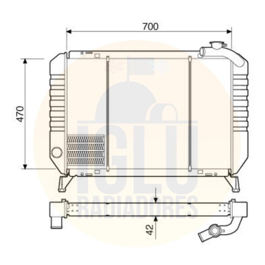 Radiador de Água para Ford F1000 / F4000 (1992 a 1995)