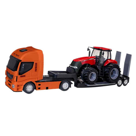 Caminhão Plataforma Iveco e Trator Agrícola Magnum 340 Case (Brinquedo)