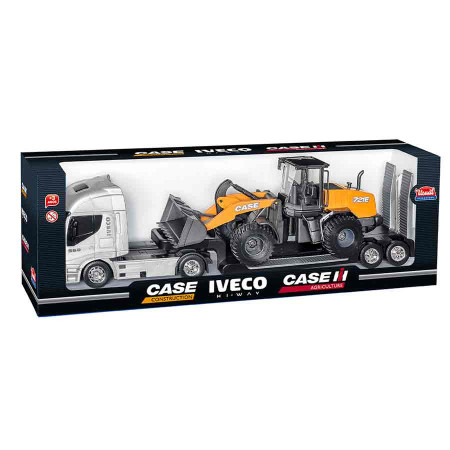 Caminhão de Plataforma Iveco e Pá Carregadeira 721E Case (Brinquedo)