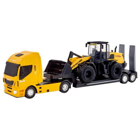Caminhão de Plataforma Iveco e Pá Carregadeira W170B New Holland (Brinquedo)