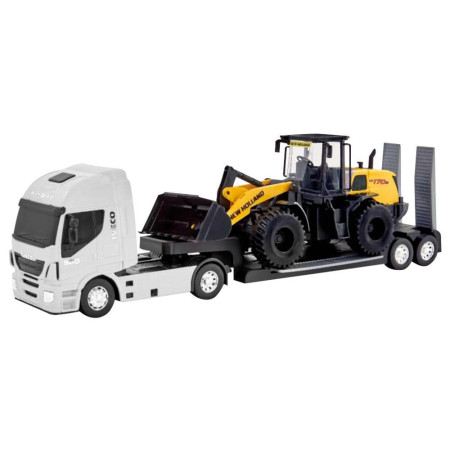 Caminhão de Plataforma Iveco e Pá Carregadeira W170B New Holland (Brinquedo)