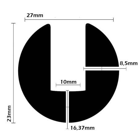 Borracha de Perfil U (Debrum) 23mm x 27mm x 10mm