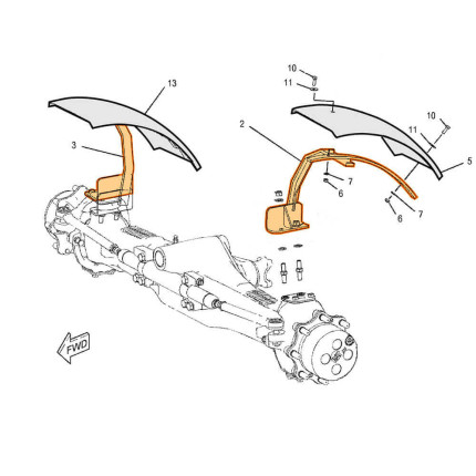 TR0011 - Suporte Com Paralama Dianteiro Direito completo Retroescavadeira John Deere 310K e 310L