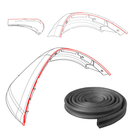Borracha de Vedação Paralamas Traseiros Caterpillar 416E - 2200738 e 2443113