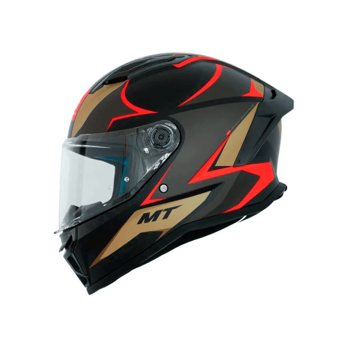 Capacete MT Stinger 2 Zap B9 Preto Fosco/Dourado/Vermelho