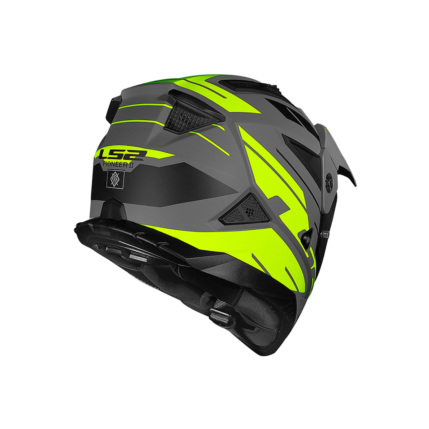 Capacete LS2 MX702 Pioneer 2 Namib Cinza Fosco/Amarelo Fluor