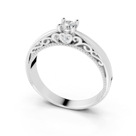 Anel Princess 20 Pontos Ouro Branco